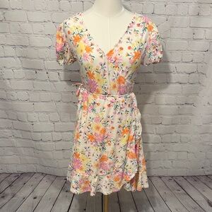 No Boundaries Floral Mini Dress in Cream and Orange